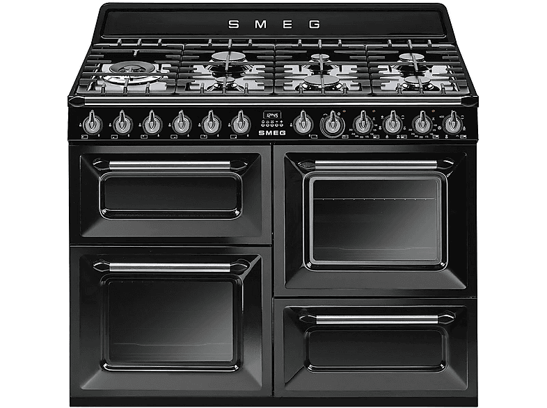 Cocina de gas + Horno eléctrico  TR4110BL1 SMEG 7 zona(s) zonas 161 l Sí 110 cm Negro