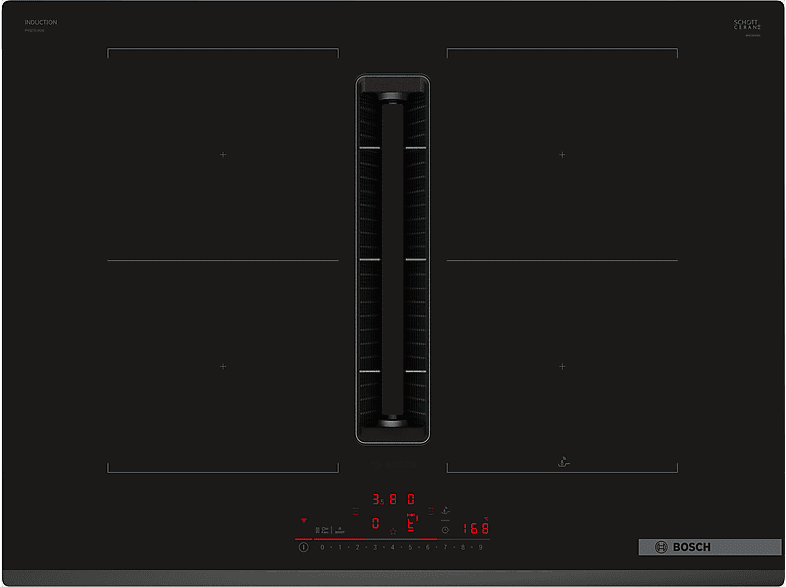 Placa inducción con extractor integrado  BOSCH PVQ731H26E 7.400 W 9 velocidades Escape/Convección cambiable Negro 