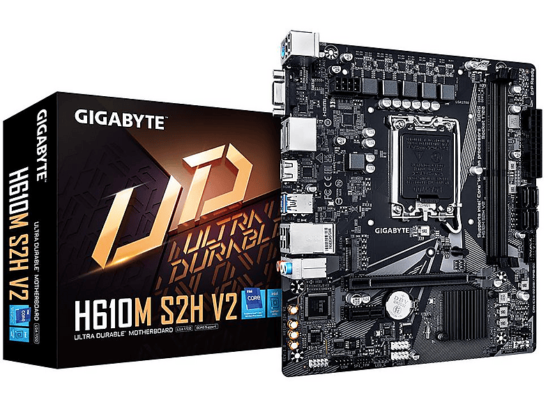 Placa base  Gigabyte H610M S2H V2 placa base Intel H610 Express LGA 1700 micro ATX GIGABYTE micro ATX Intel H610 Express LGA 1700 Negro 