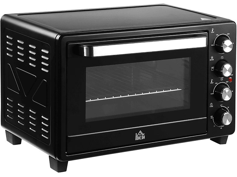 Horno de Convección  HOMCOM 32L 1600W 3 Modos de Calor hasta 230 ℃ Temporizador Bandeja de Horneado Ajustable de 3 Niveles 1600,0 W Negro