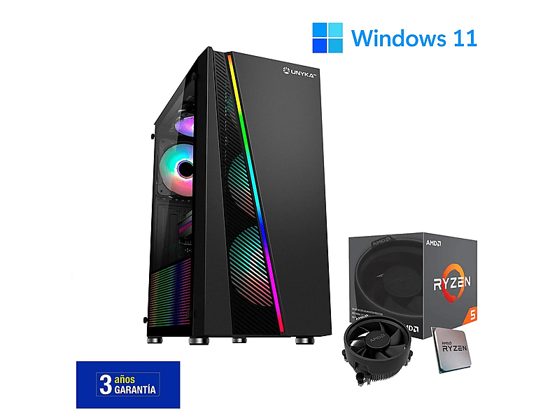 PC Gaming  JOYBE COMPUTERS Gaming Avanzado AMD Ryzen 5 5600G AMD Ryzen™ 5 5600G 32 GB RAM 512 GB SSD Radeon™ RX Vega 7 Windows 11 Pro (64 Bit) Windows 11 pro Negro