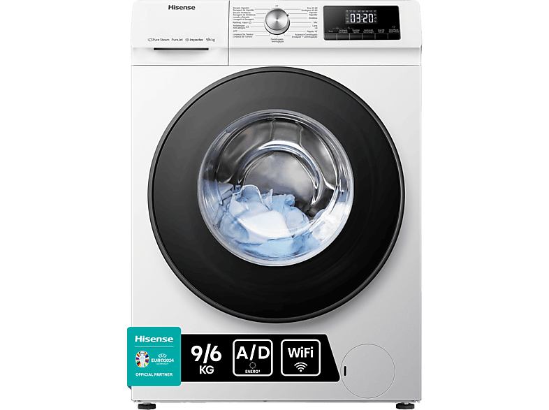 Lavadora secadora  Hisense WDQA9014EVJMW 9 kg + 6 kg 1400 rpm Motor Inverter JetWash WiFi Blanco