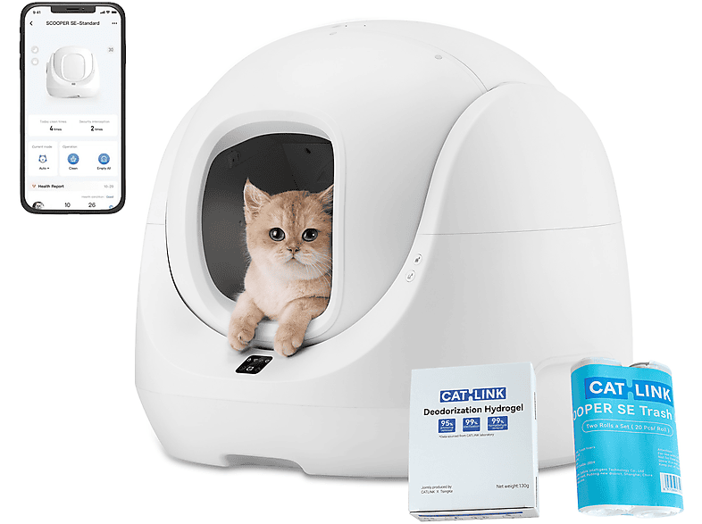 Arenero para Gatos Automatico  Scooper SE BayMax Arenero para Gatos Automatico CATLINK Blanco