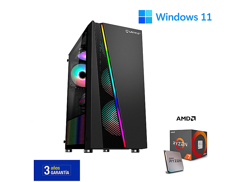 PC Gaming  JOYBE COMPUTERS AMD Ryzen 7 5700G / RAM 32 GB / M.2 Nvme 512 GB SSD / Graphics AMD Radeón RX Vega 8 AMD Ryzen™ 7 5700G 32 GB RAM 512 GB SSD Radeon™ RX Vega 8 Windows 11 Pro (64 Bit) Windows 11 Negro