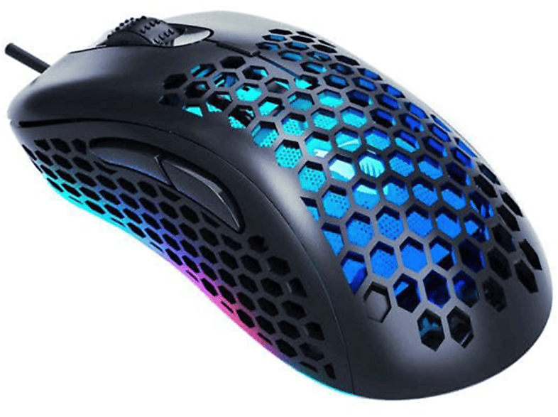 Ratón Óptico Gaming Ligero, RGB, USB G540 con procesador para juegos | INGGAN G540-R, USB, 6400 ppp, Negro 