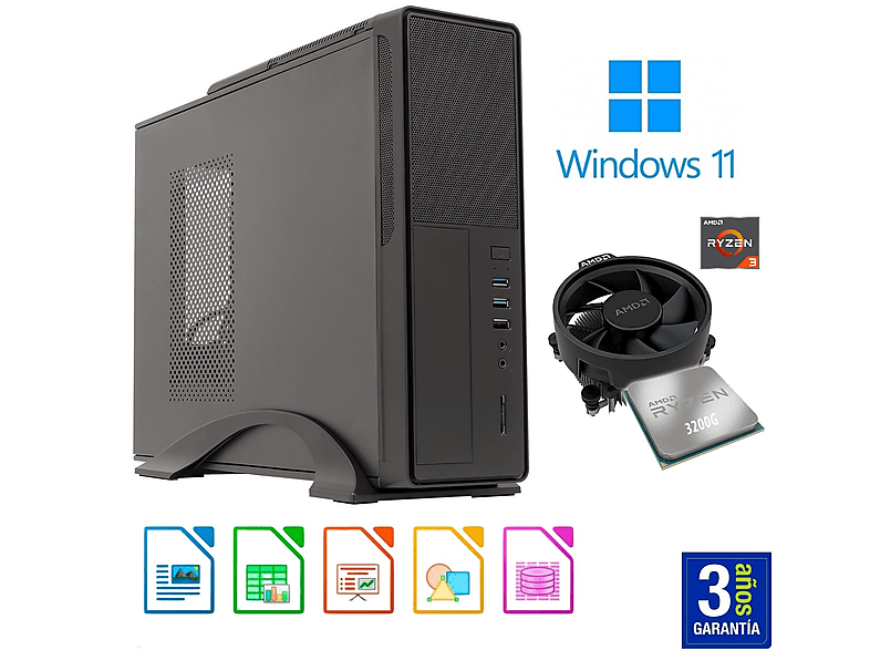 PC Sobremesa  JOYBE COMPUTERS AMD Ryzen 3 3200G / RAM 16 GB / M.2 Nvme 256 GB SSD / Graphics AMD Radeón Vega 8 AMD Ryzen™ 3 3200G 16 GB RAM 256 GB SSD Radeon™ RX Vega 8 Windows 11 Pro (64 Bit) Windows 11 Negro 