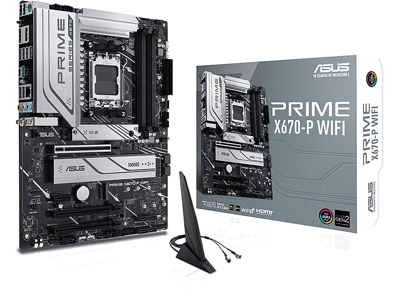 Placa base  PRIME X670-P WIFI ASUS ATX Form Factor 12 inch x 9.6 inch (30.5 cm x 24.4 cm ) ATX Form Factor 12 inch x 9.6 inch (30.5 cm x 24.4 cm ) AMD X670 Chipset Socket AM5 Negro