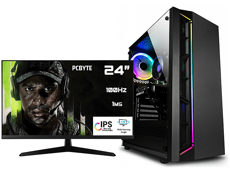 Pack PC gaming  PCBYTE Rippel Intel® Core™ i7-12700F 12 Cores up to 4,90 GHz Turbo 32 GB RAM 1 TB SSD GeForce RTX™ 3060 Windows Negro