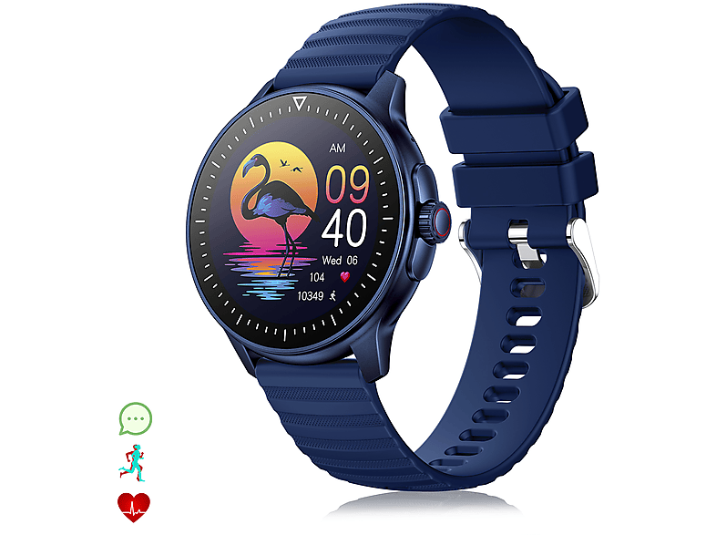 Smartwatch  DAM ELECTRONICS ZW45 con notificaciones de Apps llamadas BT. Monitor de tensión y oxígeno en sangre Azul 