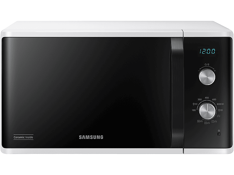 Microondas libre instalación | SAMSUNG MG23K3614AW, 800 W, 6 potencia, 23 l, Blanco 