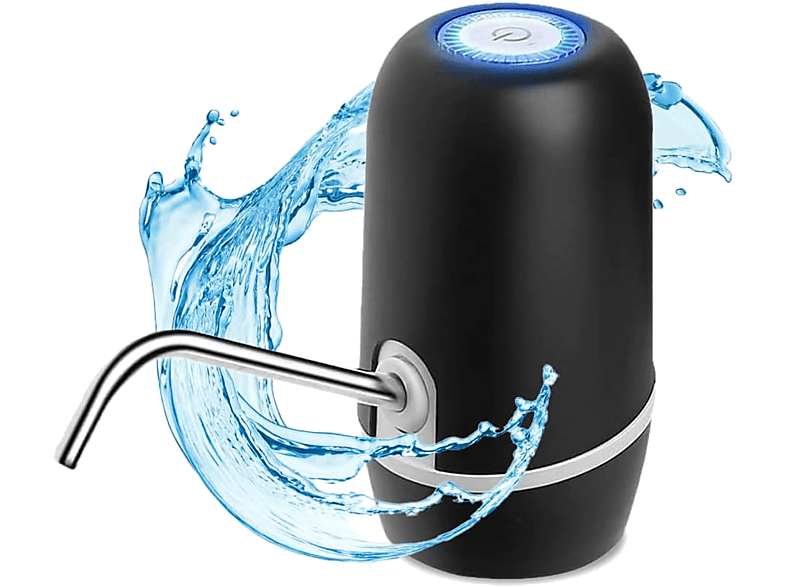 Dispensador de agua | NK Waterdis, Tubo acero inoxidable, USB, 1200mAh, Para botellas de hasta 18.9 l, Negro