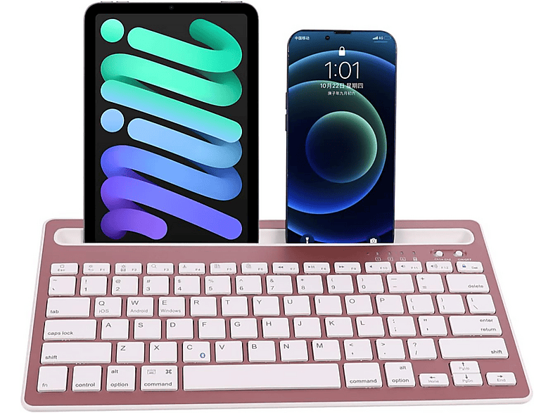 Teclado inalámbrico  KLACK TECLADOBTMULTIPLATFORM_ROSA Bluetooth Rosa