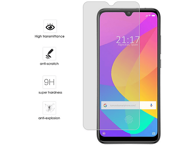 Protector pantalla móvil  Xiaomi Mi A3 TUMUNDOSMARTPHONE Xiaomi Xiaomi Mi A3 Cristal Templado 