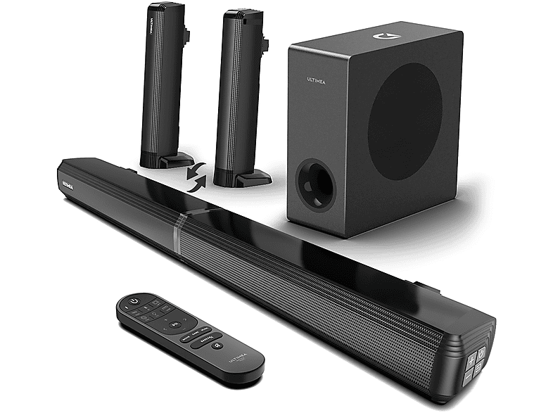 Barra de sonido con subwoofer  ULTIMEA 4.1 Barra de Sonido con Subwoofer Bluetooth Subwoofer Con cable Negro 