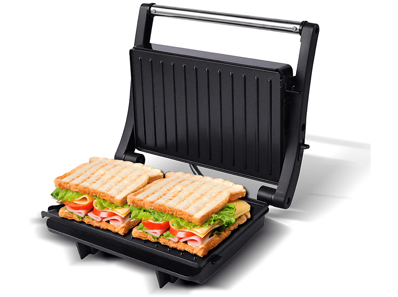 Grill panini | JOCCA Grill panini 2 rebanadas, 1000 W, Capa antiadherente, Apertura 180º, 1000 W, Negro