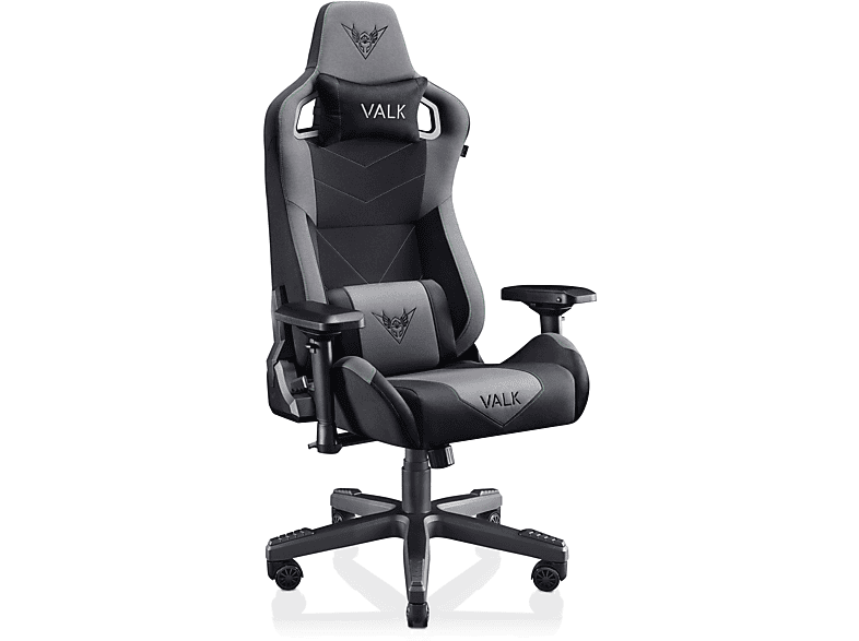 Silla Gaming | VALK GAIA Tela Transpirable, Silla Gamer Tela, Reclinable, Cojines, Pistón clase 4, Escritorio, Oficina, Reposabrazos4D (ajustable en altura, anchura y profundidad, también se puede girar), 130 kg, Negro Ónix 