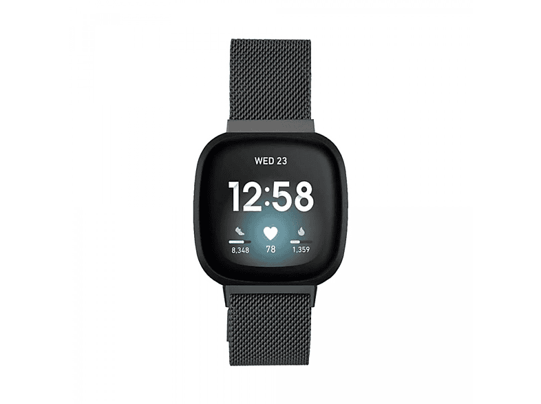 Correa | Pulsera de acero inoxidable negro para Fitbit Versa 3 / Sense. INF, negro