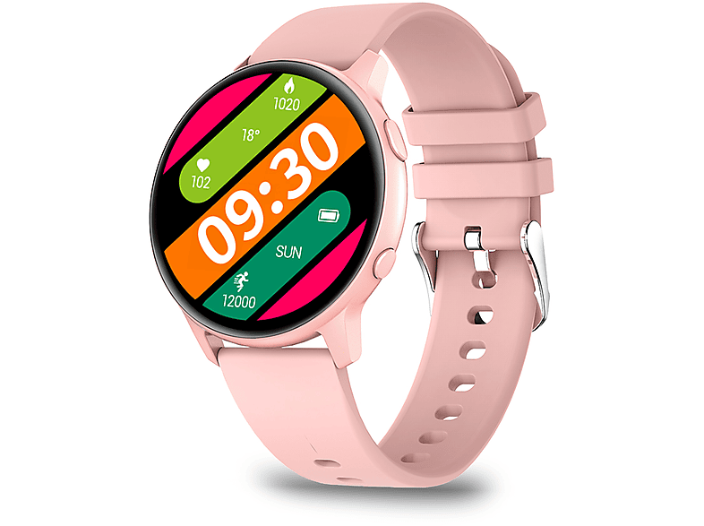 Smartwatch  DAM ELECTRONICS MX1. Con notificaciones monitor cardiaco de tensión y O2 en sangre modos deportivos. Sumergible. Rosa 