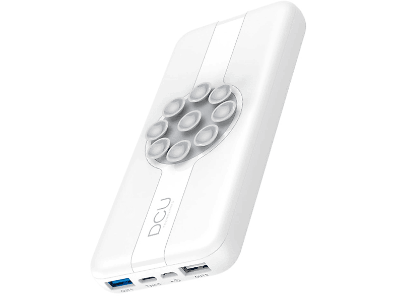 POWERBANK | DCU Power Bank Wireless 10W + Power Delivery 18W + Quick Charge 18W ventosa, 10.000mAh, Blanco 