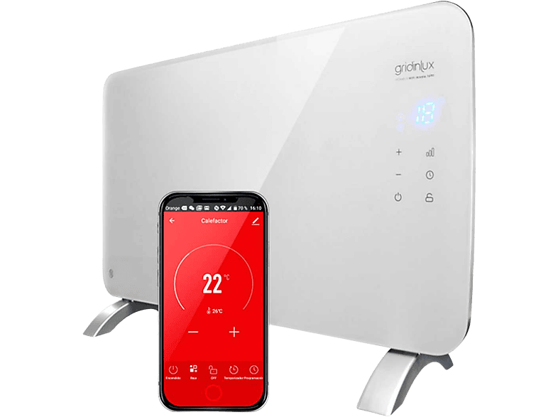 Radiador eléctrico  GRIDINLUX WIFI WARM 1500 1500 W Blanco y plata